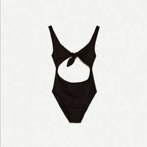 ZARA cut out tie front one piece swimsuit